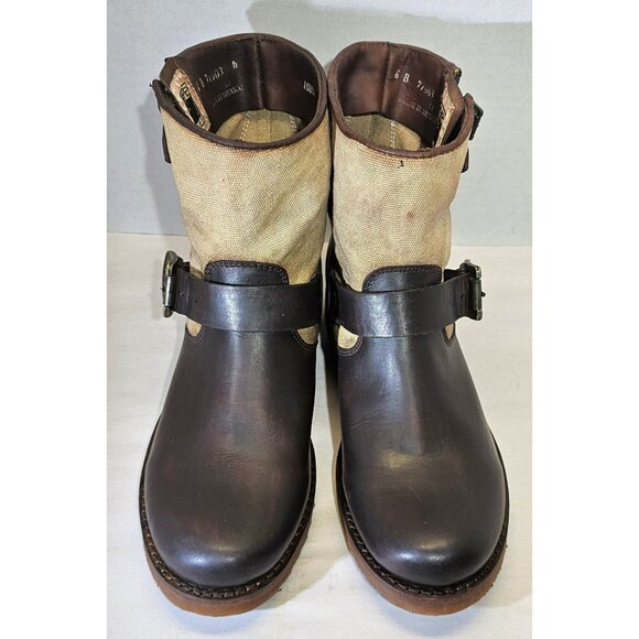 Frye Women's Brown/ Beige Veronica Canvas/Leather Shortie Ankle Boots Size 8B - Picture 6 of 16